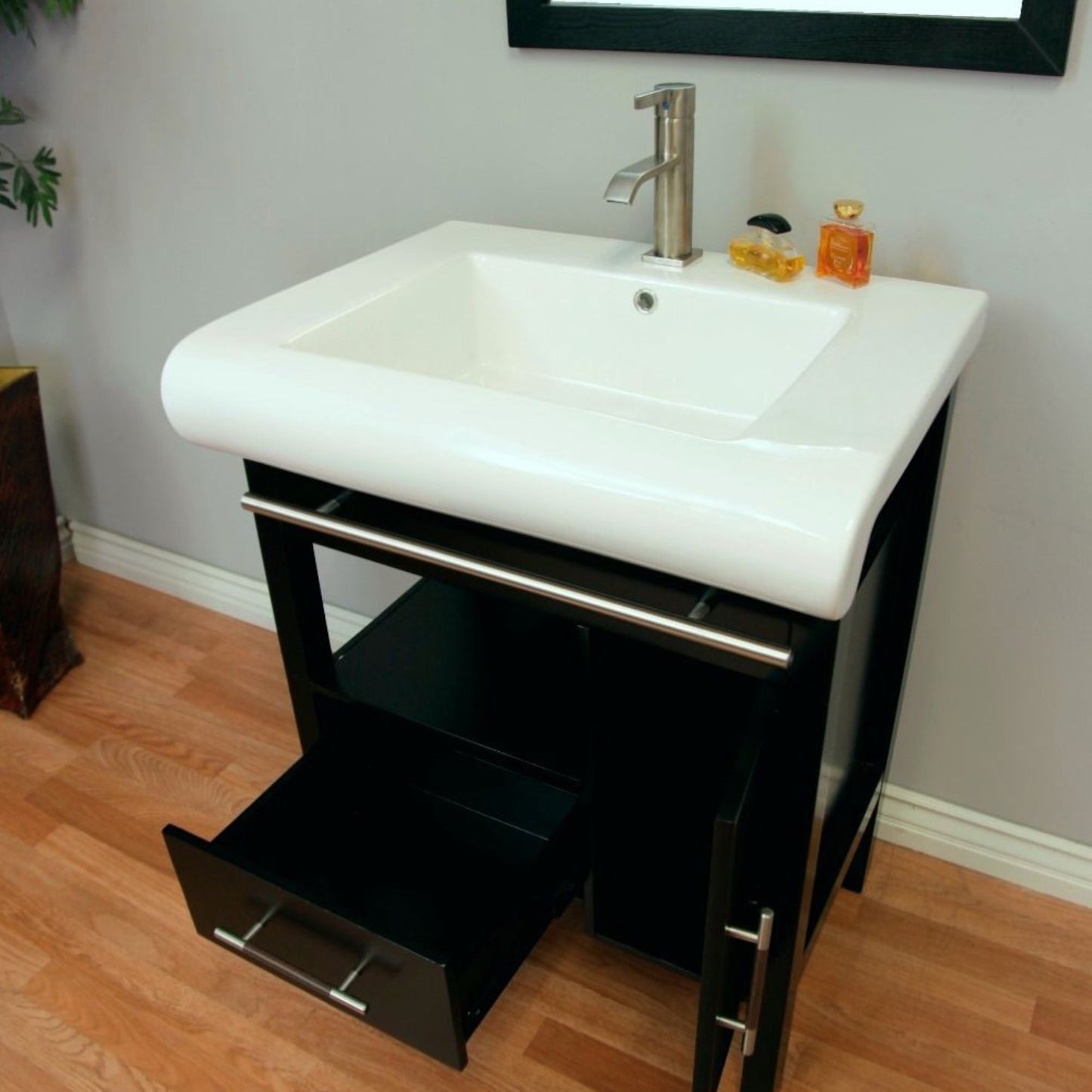 28" Single sink vanity wood dark espresso