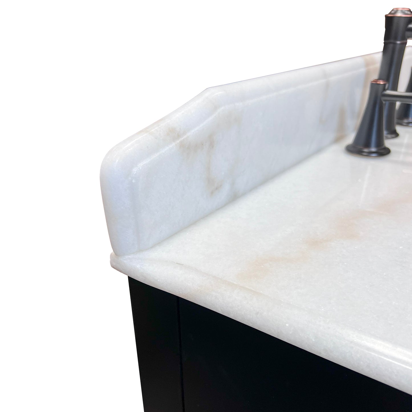 36" Single sink vanity wood black white Jazz marble