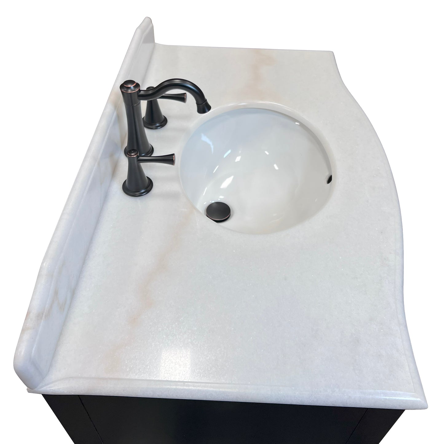 36" Single sink vanity wood black white Jazz marble