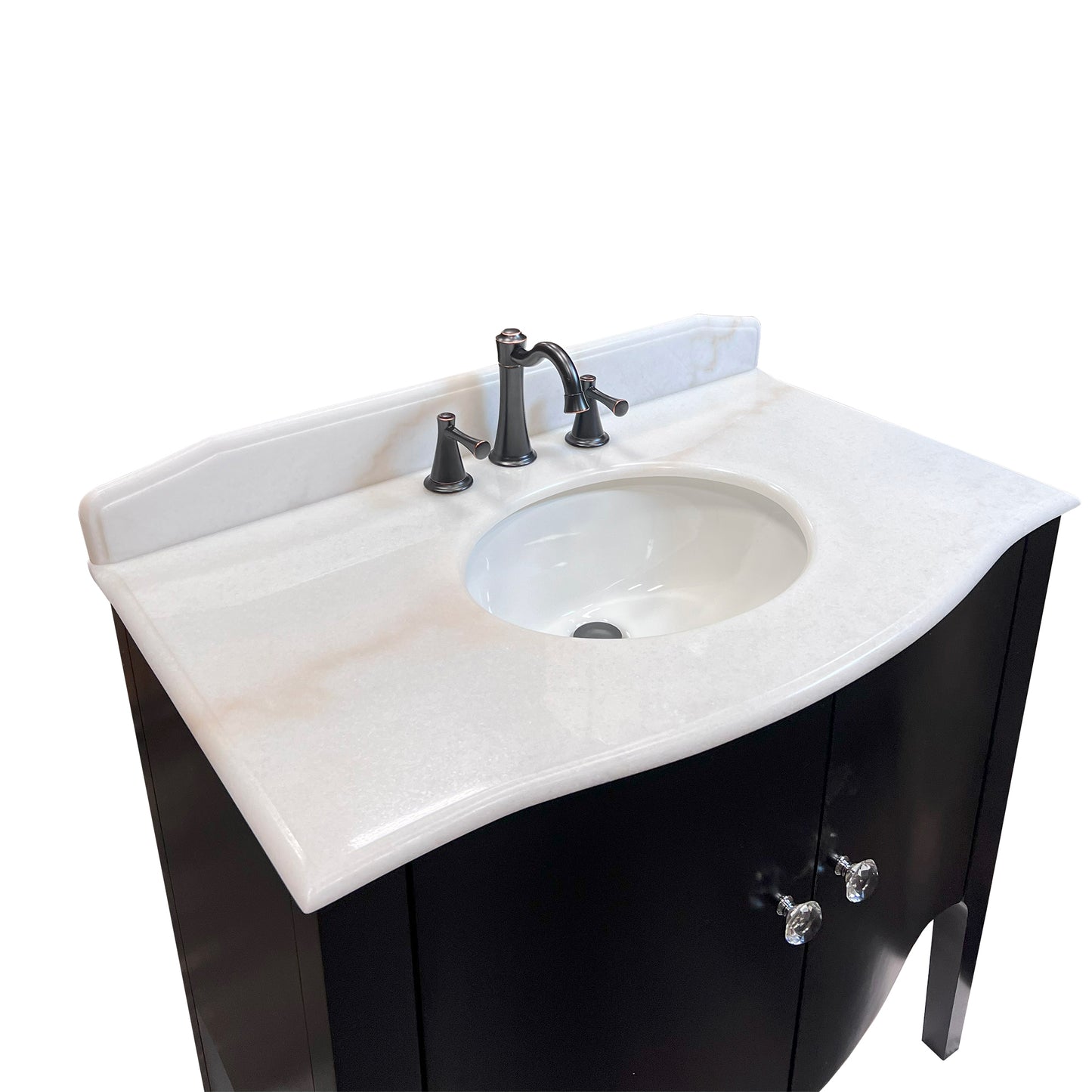 36" Single sink vanity wood black white Jazz marble