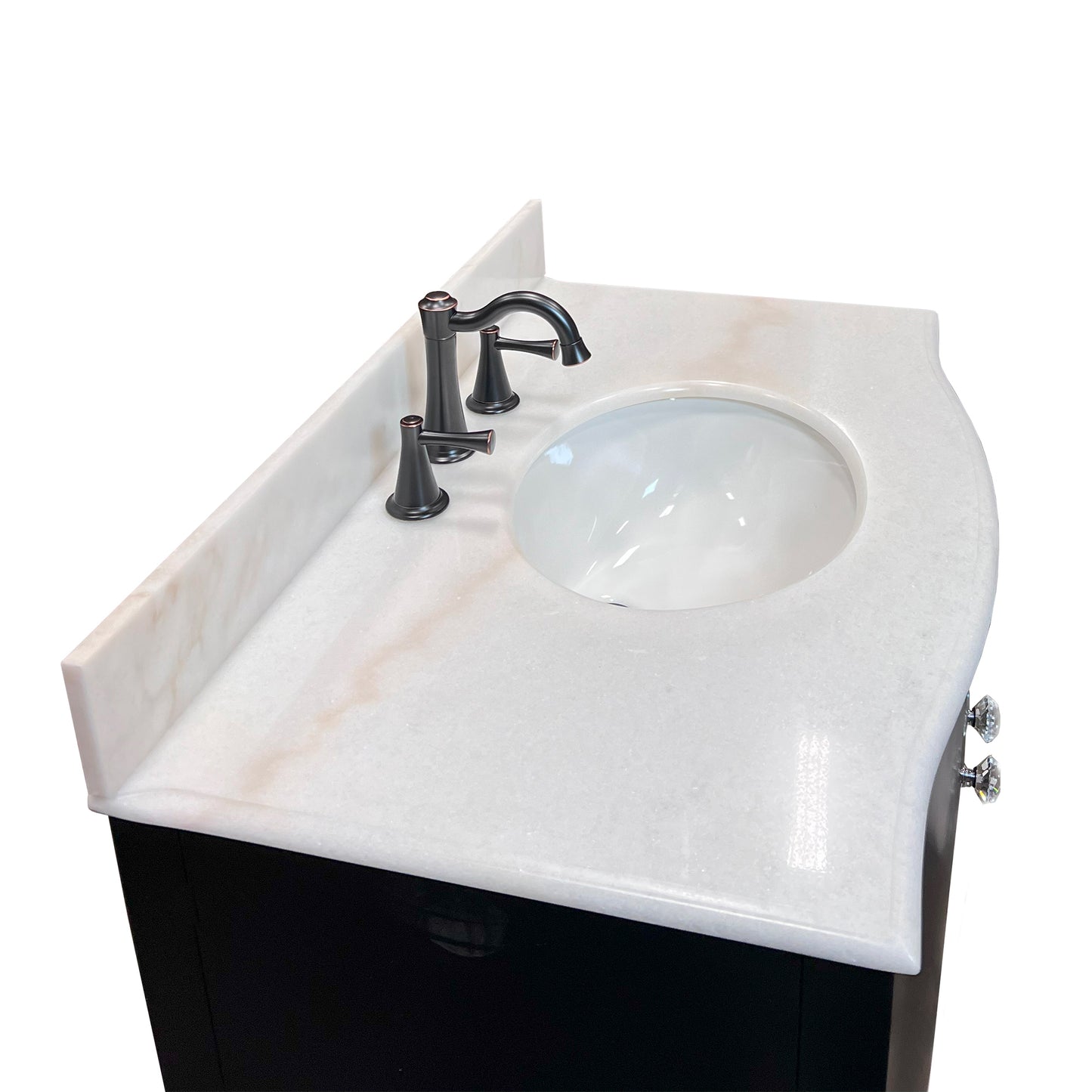 36" Single sink vanity wood black white Jazz marble
