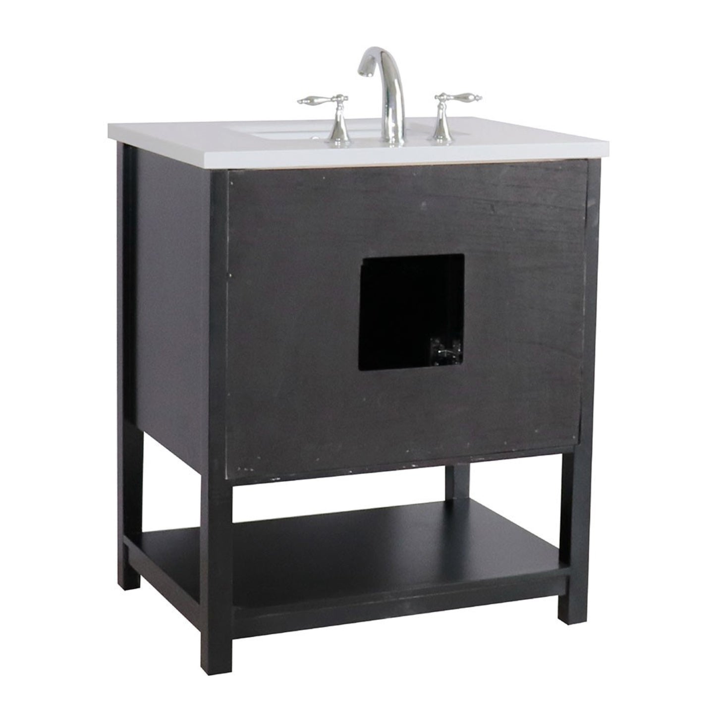 31" Single sink vanity wood Espresso white engineered stone