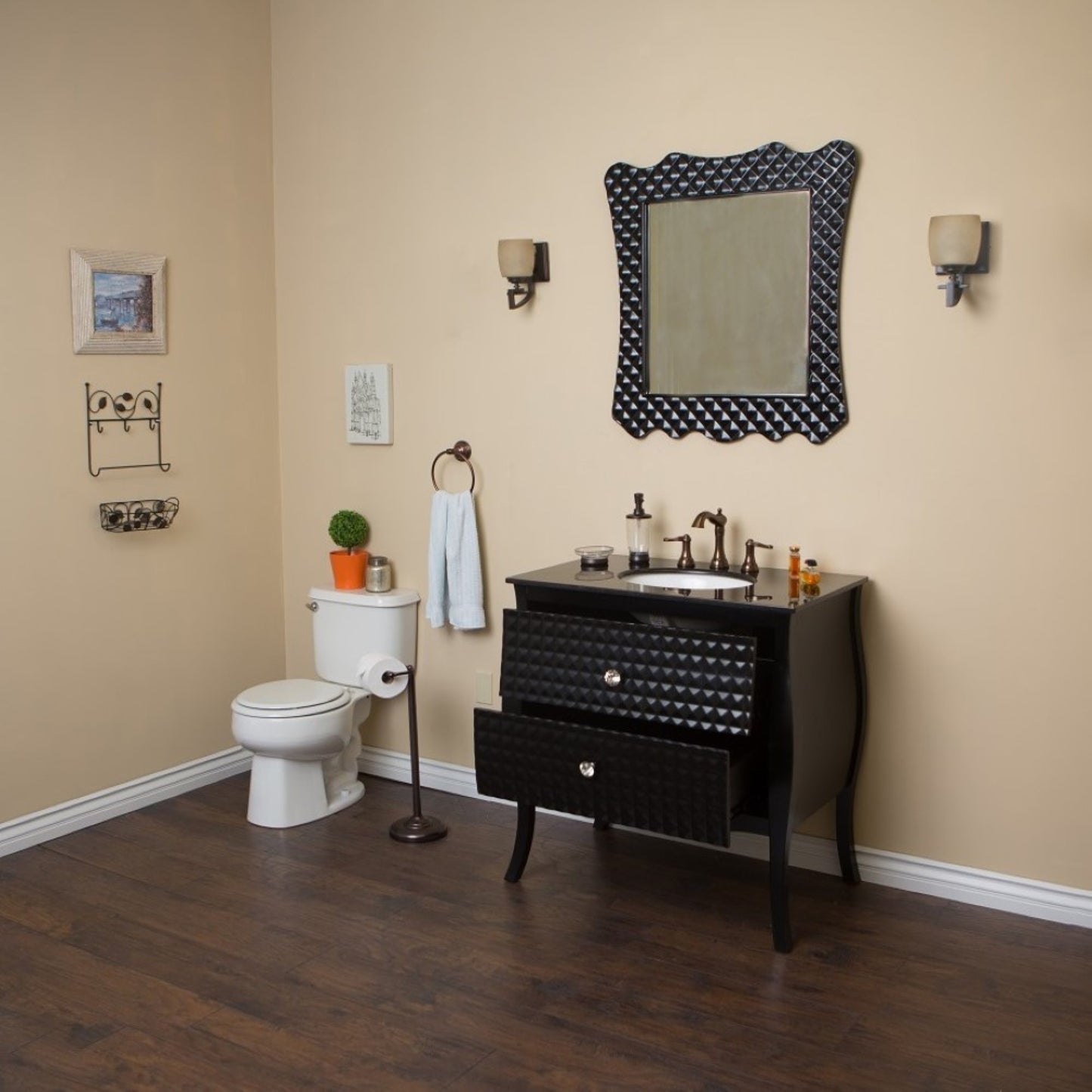 36" Single sink vanity wood black