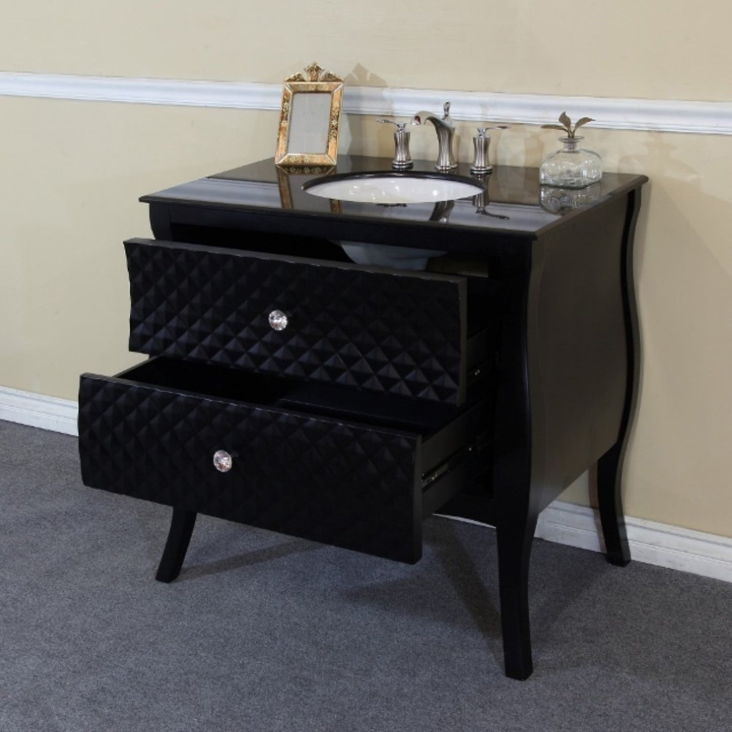 36" Single sink vanity wood black