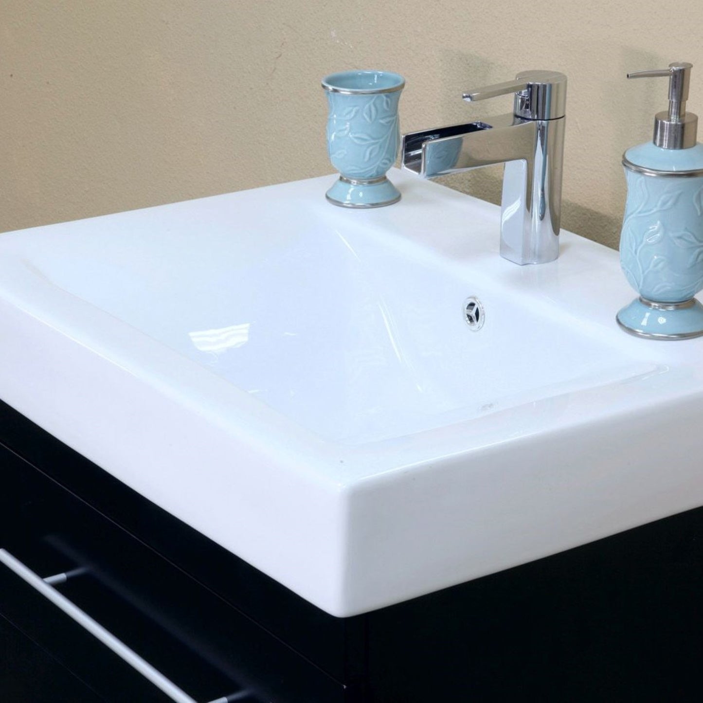 48.5" Double wall mount style sink vanity wood black