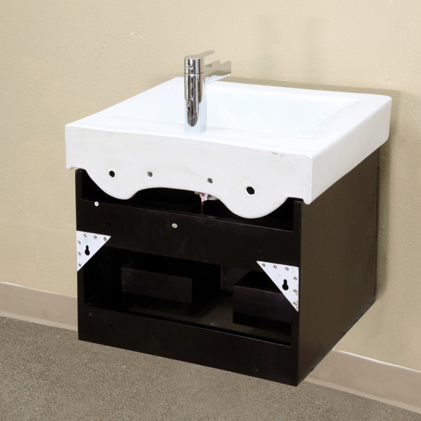 48.5" Double wall mount style sink vanity wood black