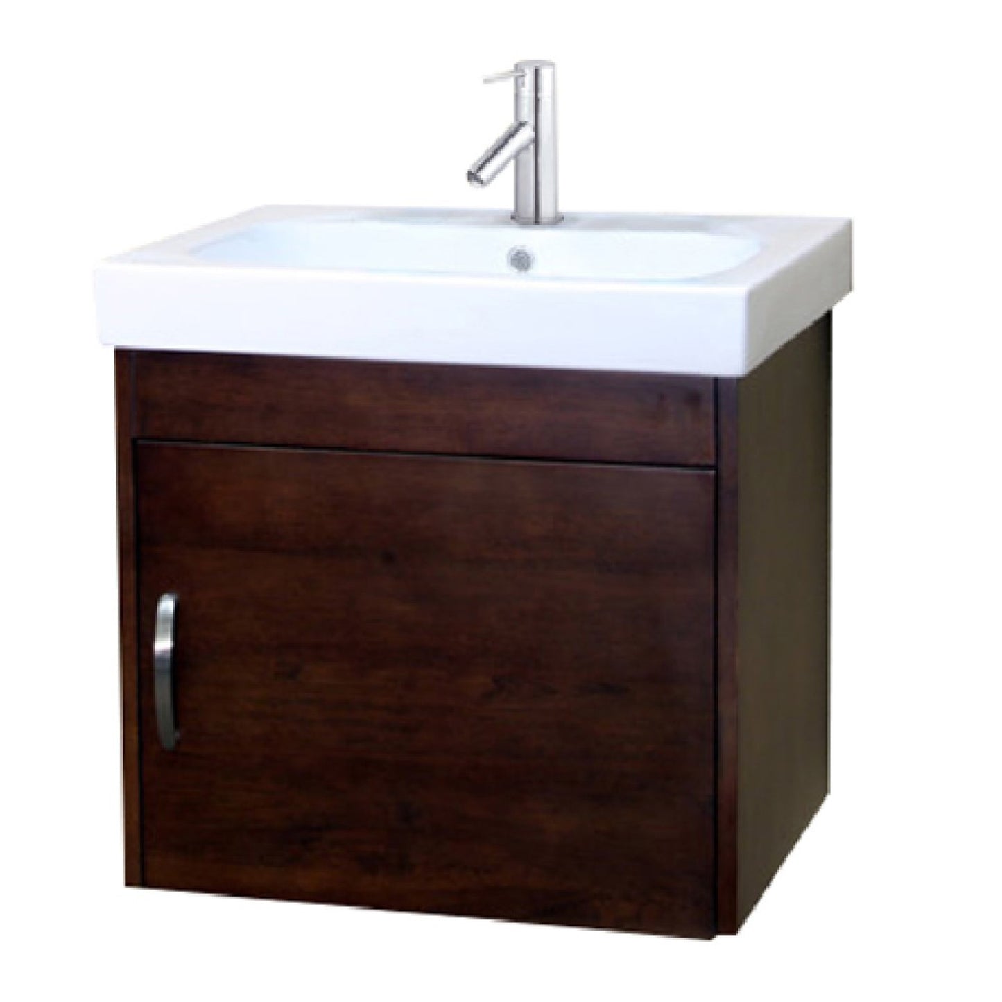 24.4" Single wall mount style sink vanity wood walnut