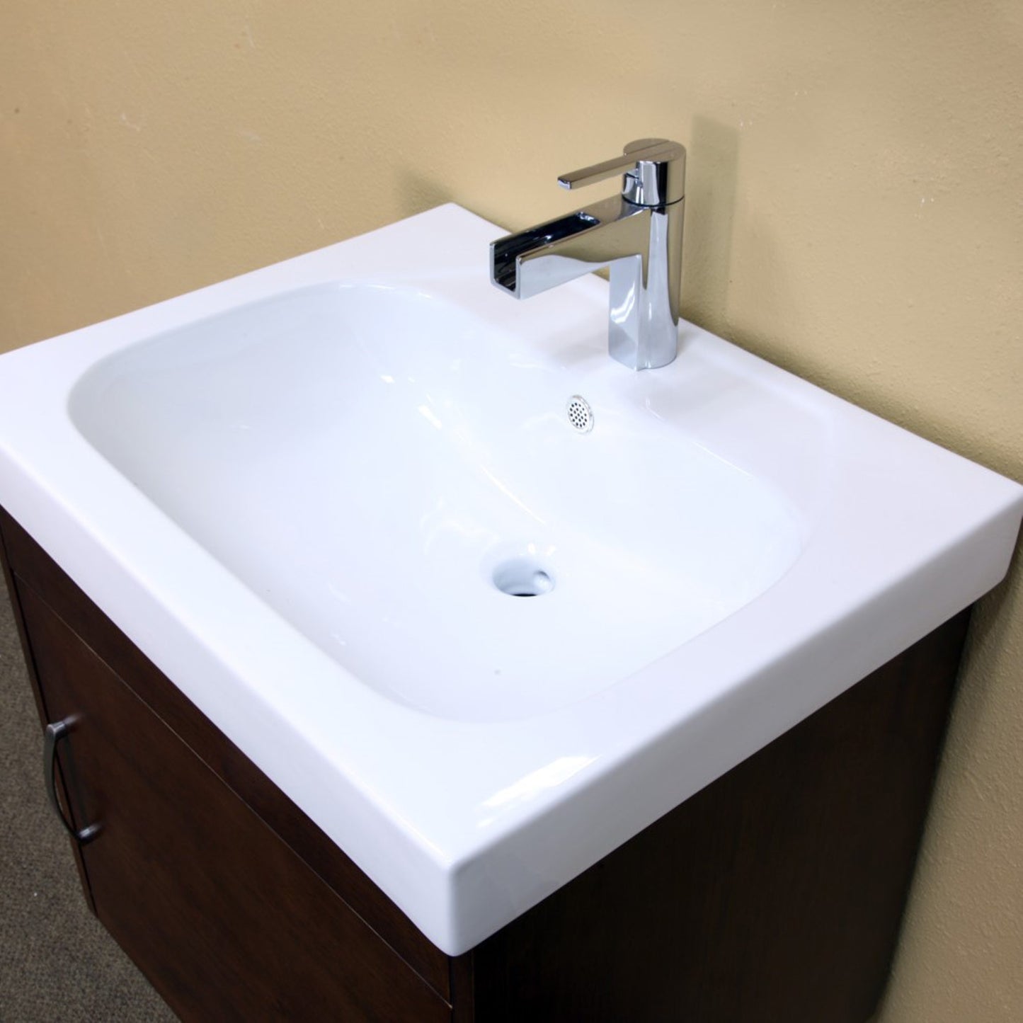 24.4" Single wall mount style sink vanity wood walnut