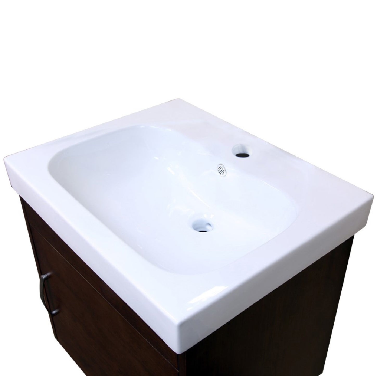 24.4" Single wall mount style sink vanity wood walnut