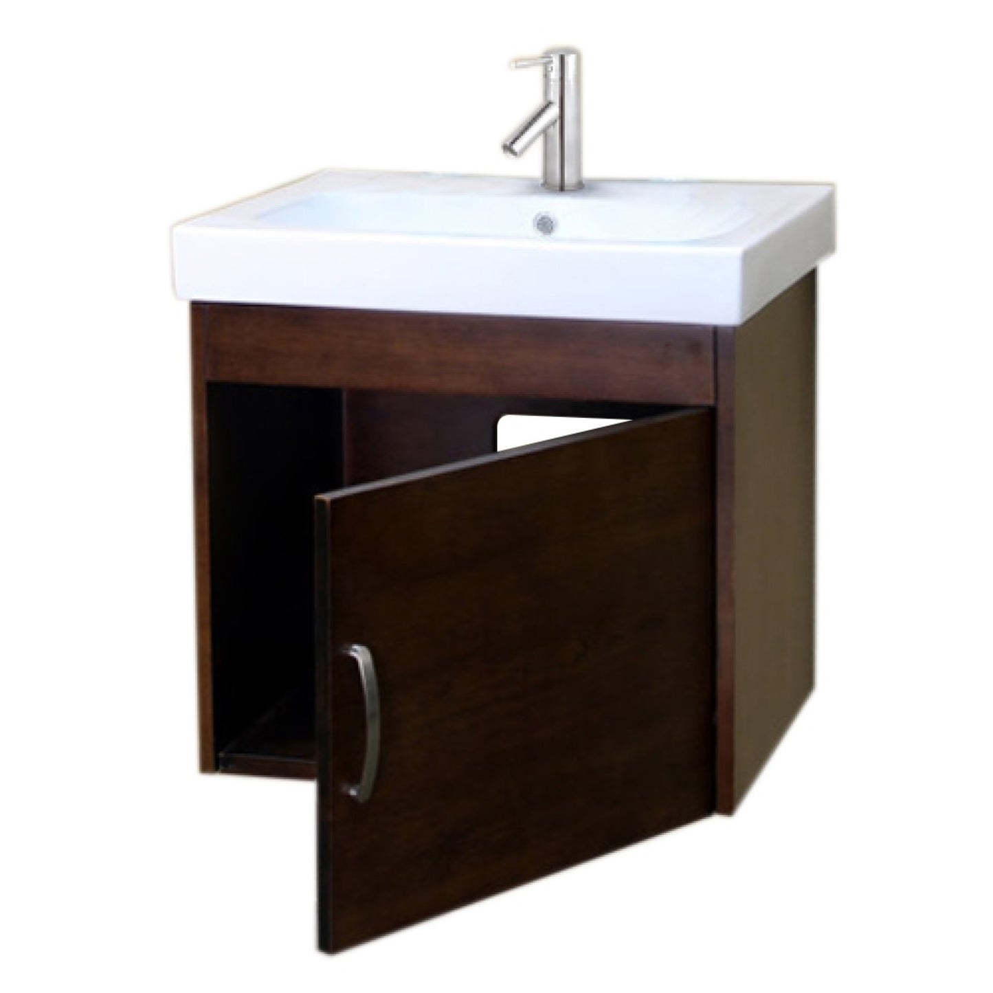 24.4" Single wall mount style sink vanity wood walnut