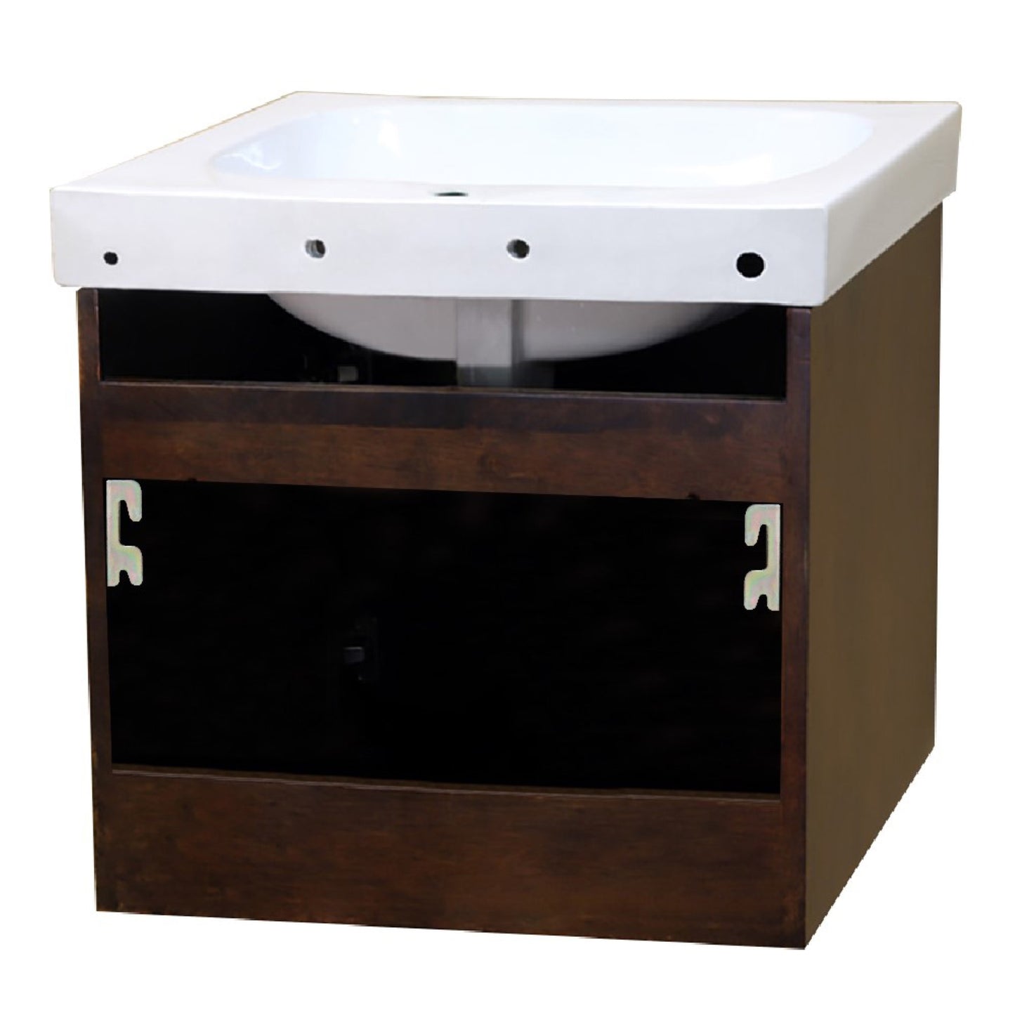 24.4" Single wall mount style sink vanity wood walnut