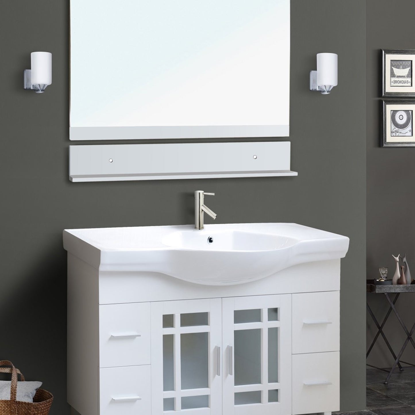 48" Single sink vanity wood white
