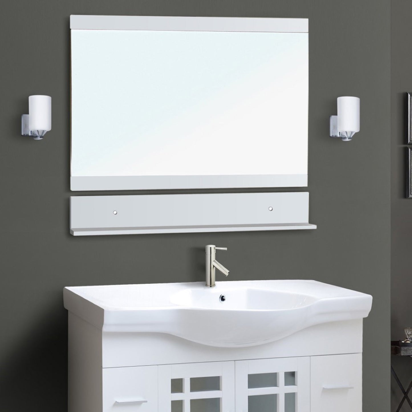 Solid wood frame mirror white