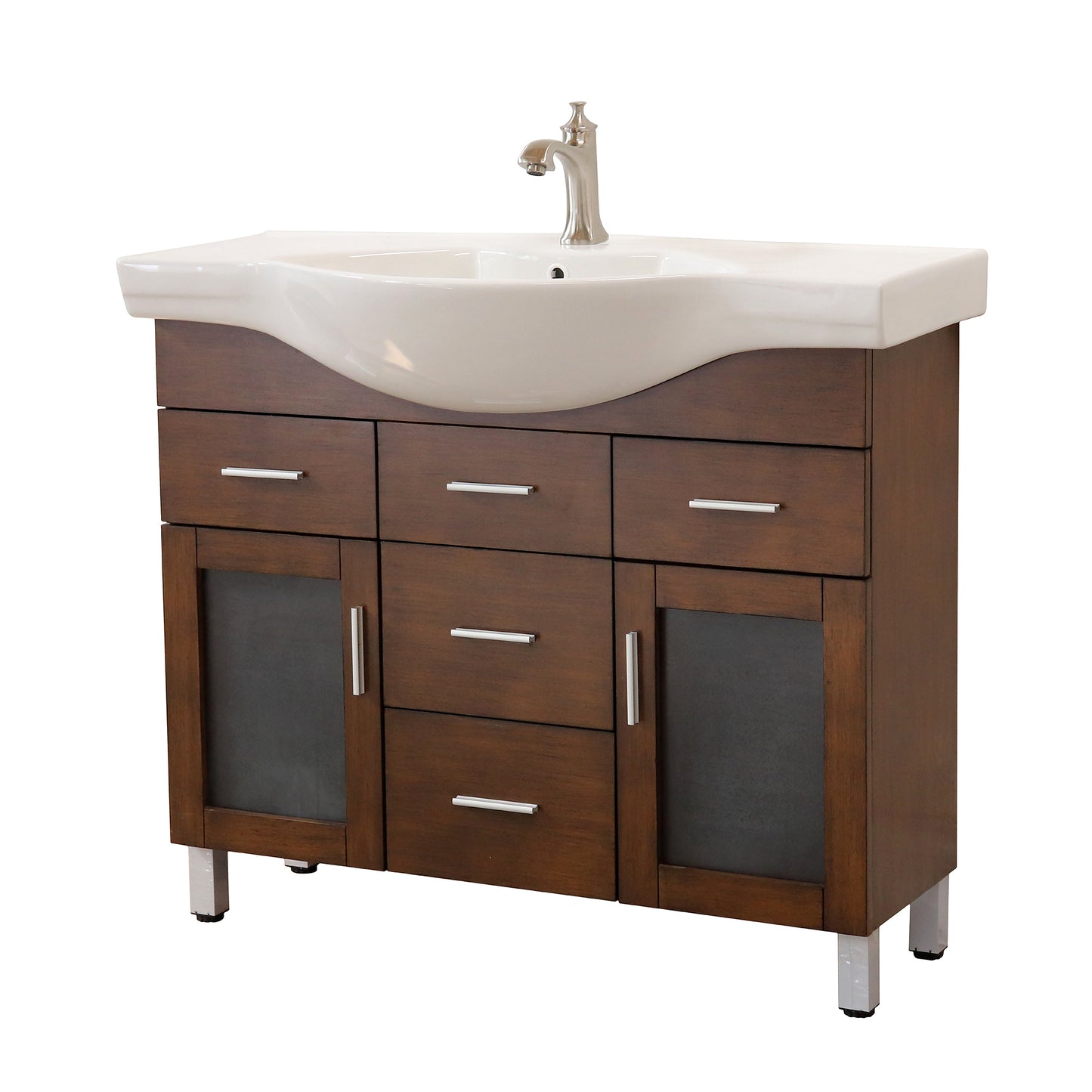 39.8" Single sink vanity wood walnut 4 drawers