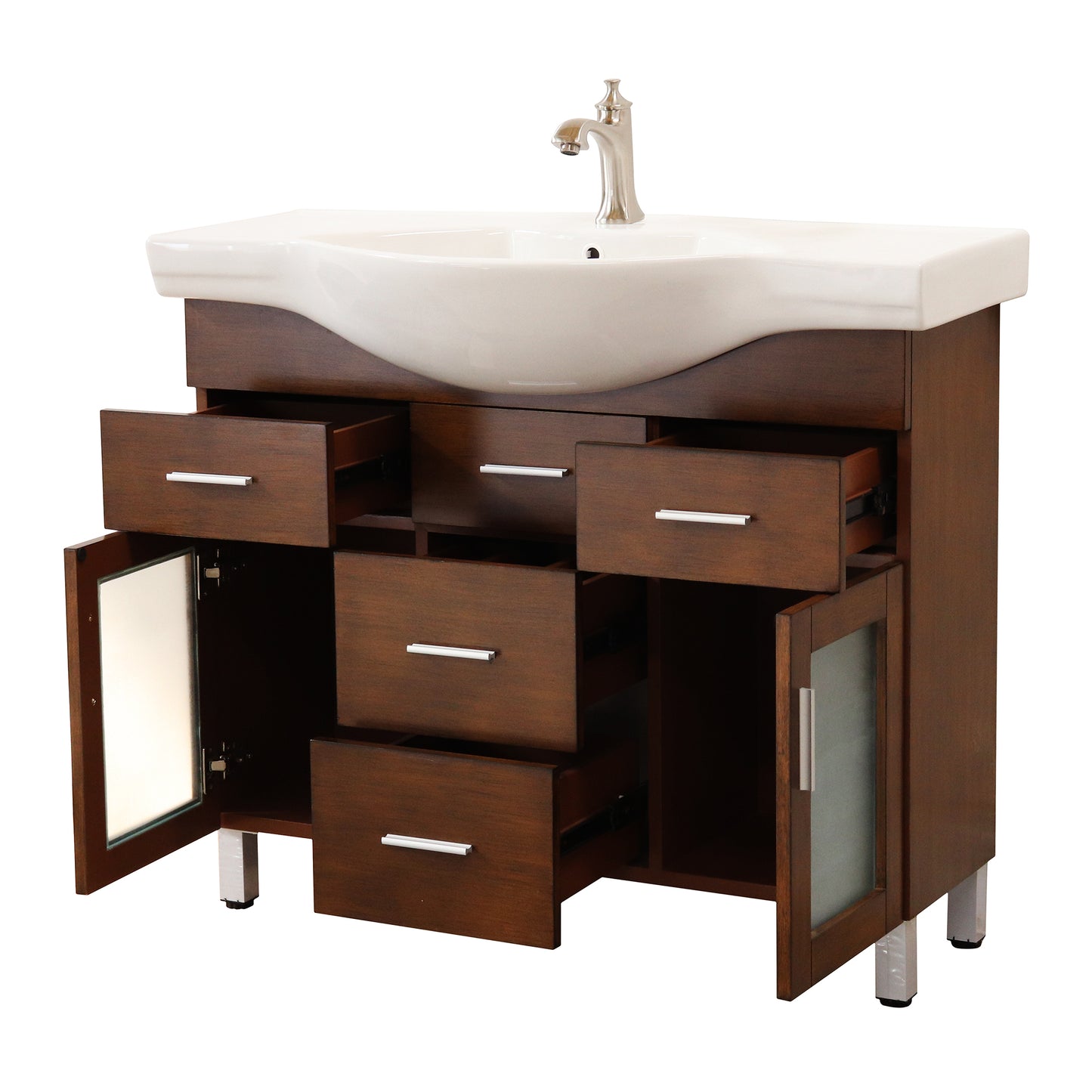 39.8" Single sink vanity wood walnut 4 drawers