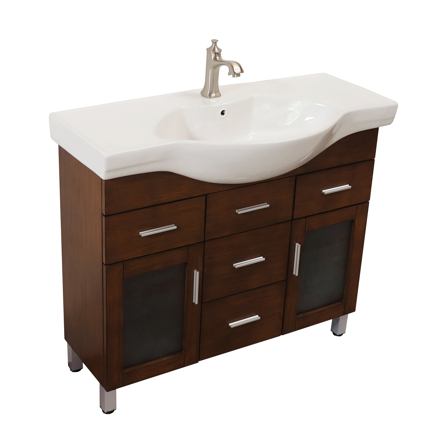 39.8" Single sink vanity wood walnut 4 drawers