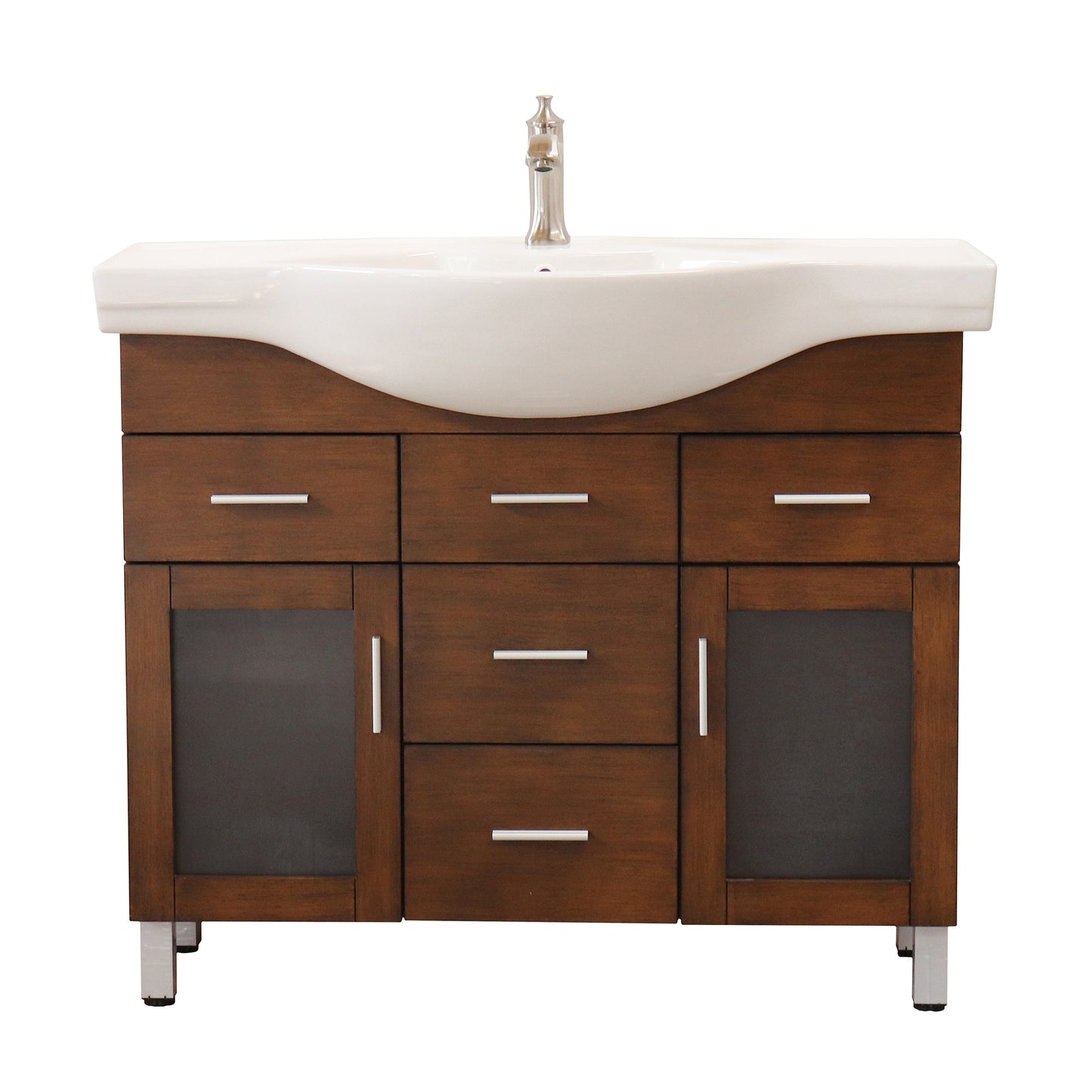 39.8" Single sink vanity wood walnut 4 drawers