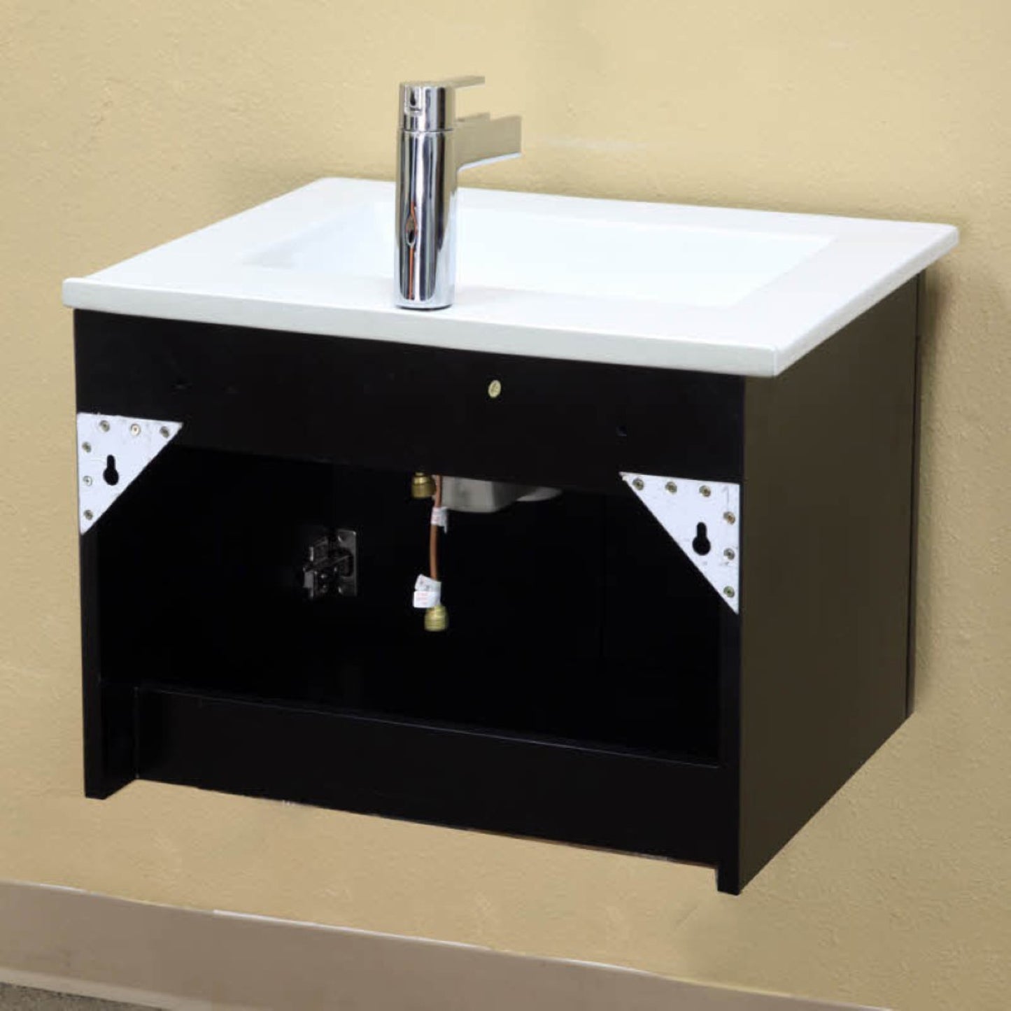 24.4" Single wall mount style sink vanity wood black