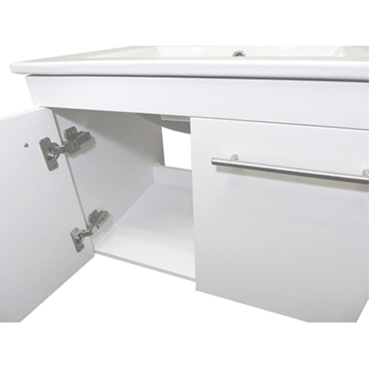 24.4" Single wall mount style sink vanity wood white