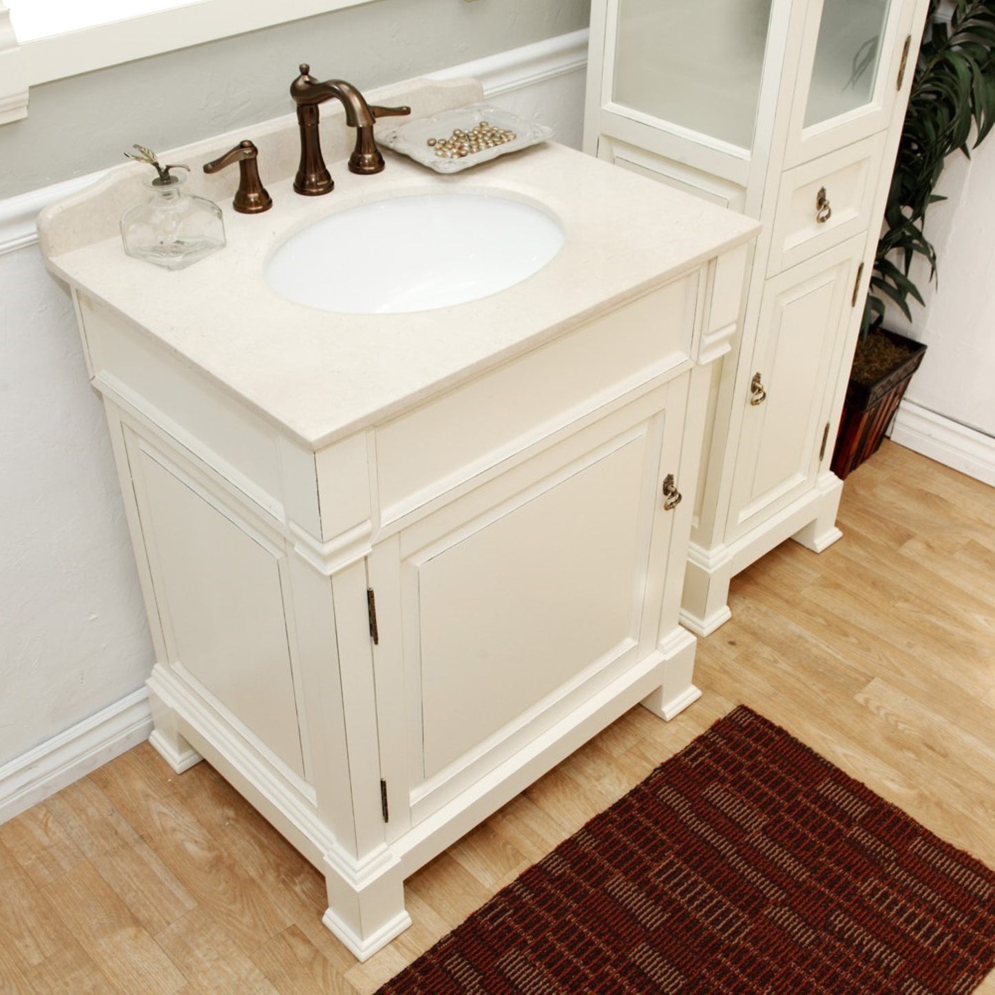 30" Single sink vanity wood cream white