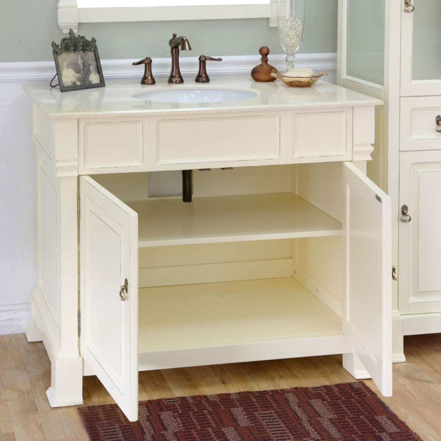 42" Single sink vanity wood cream white
