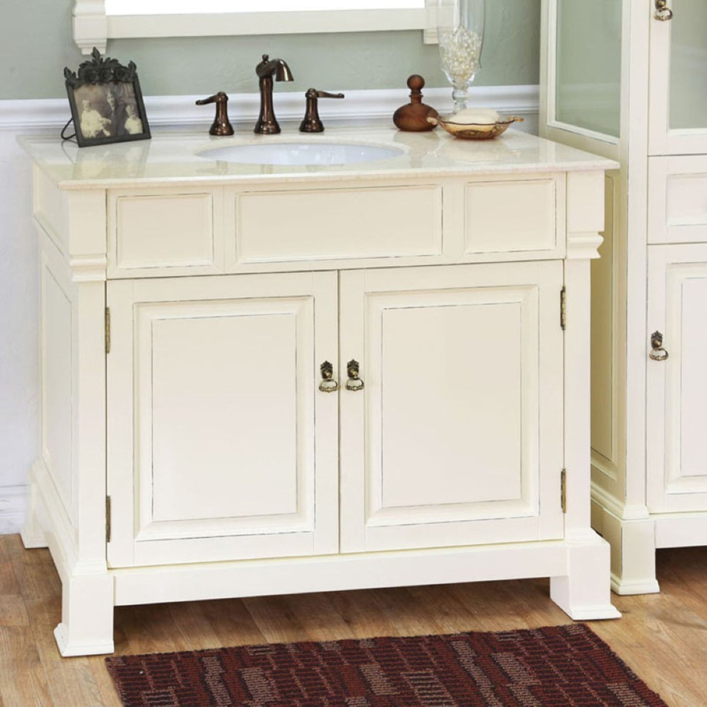 42" Single sink vanity wood cream white
