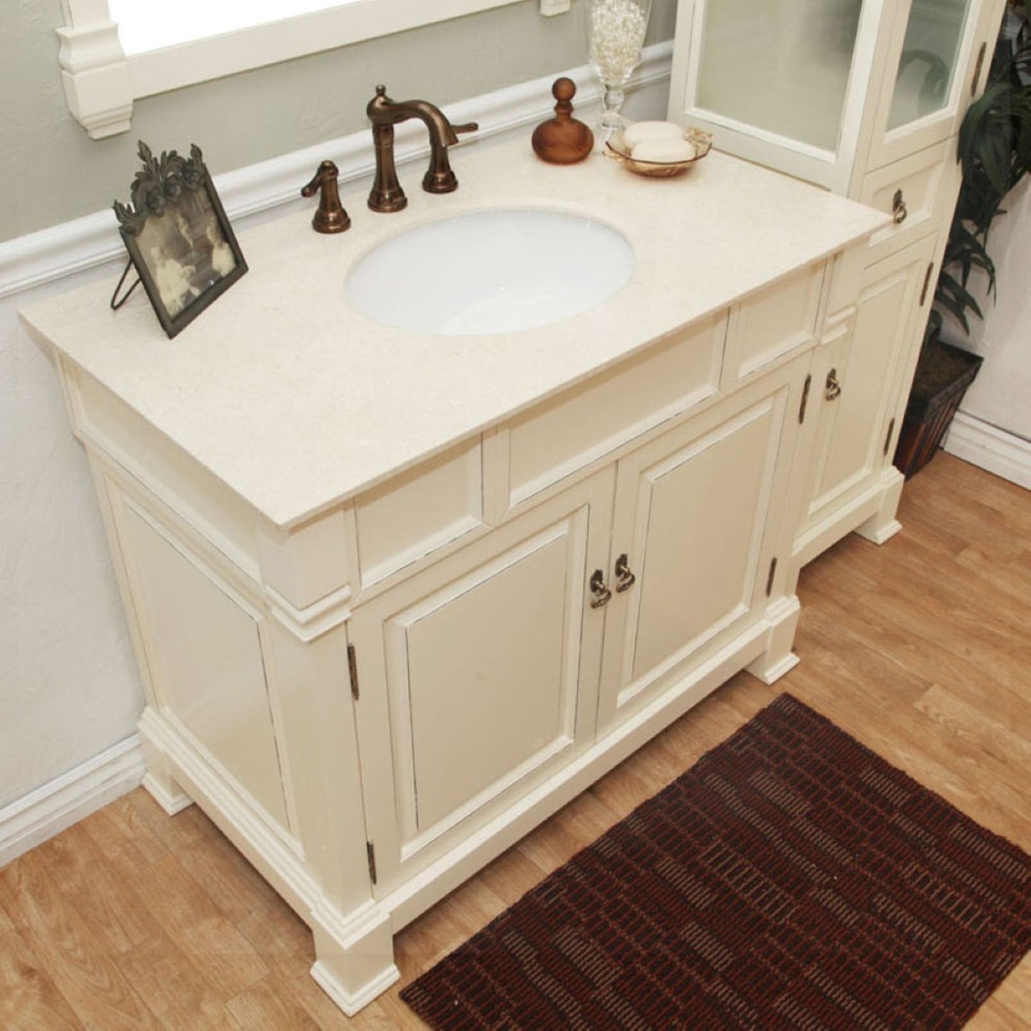 42" Single sink vanity wood cream white