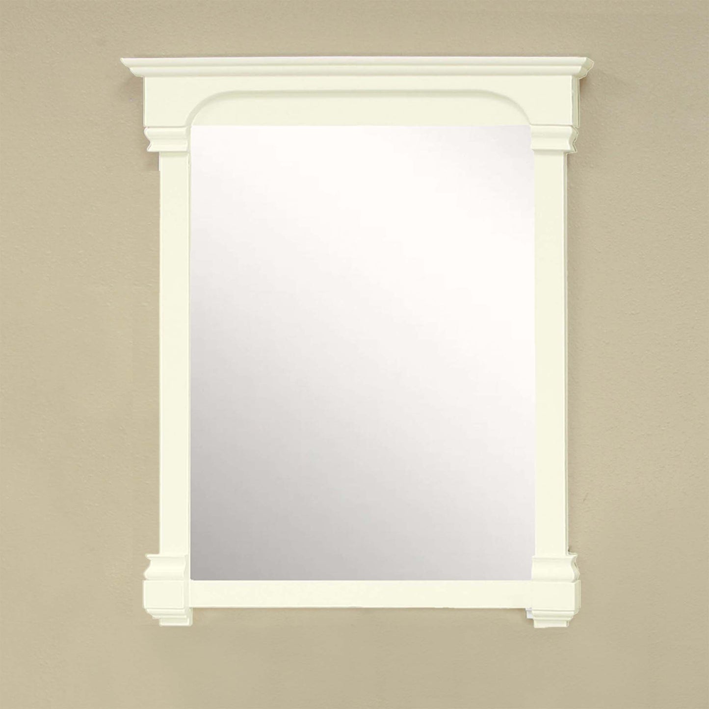 36" Solid wood frame mirror cream white