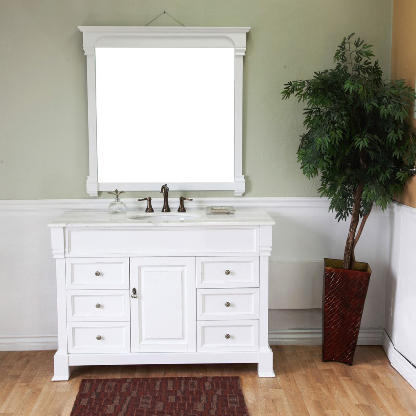 50" Single sink vanity wood white