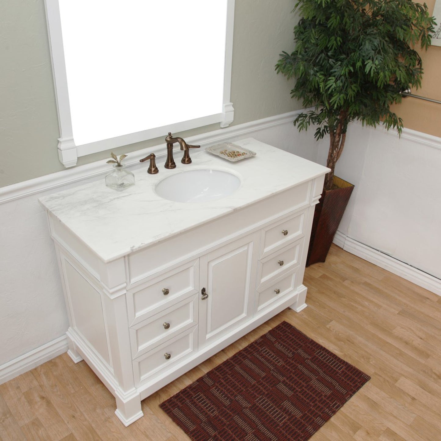 50" Single sink vanity wood white