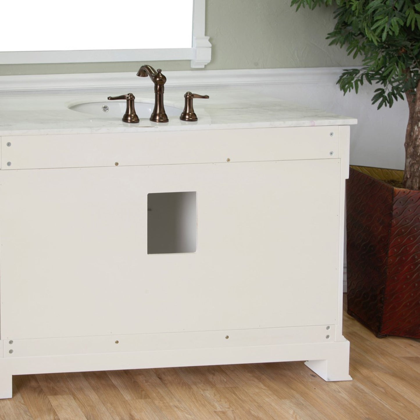 50" Single sink vanity wood white
