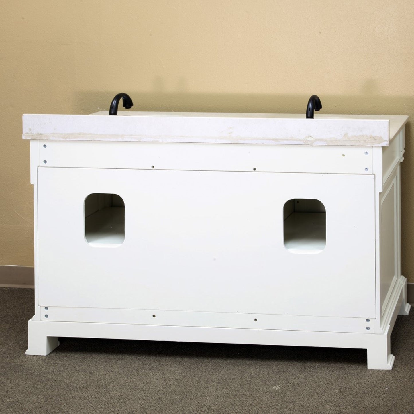 60" Double sink vanity wood cream white