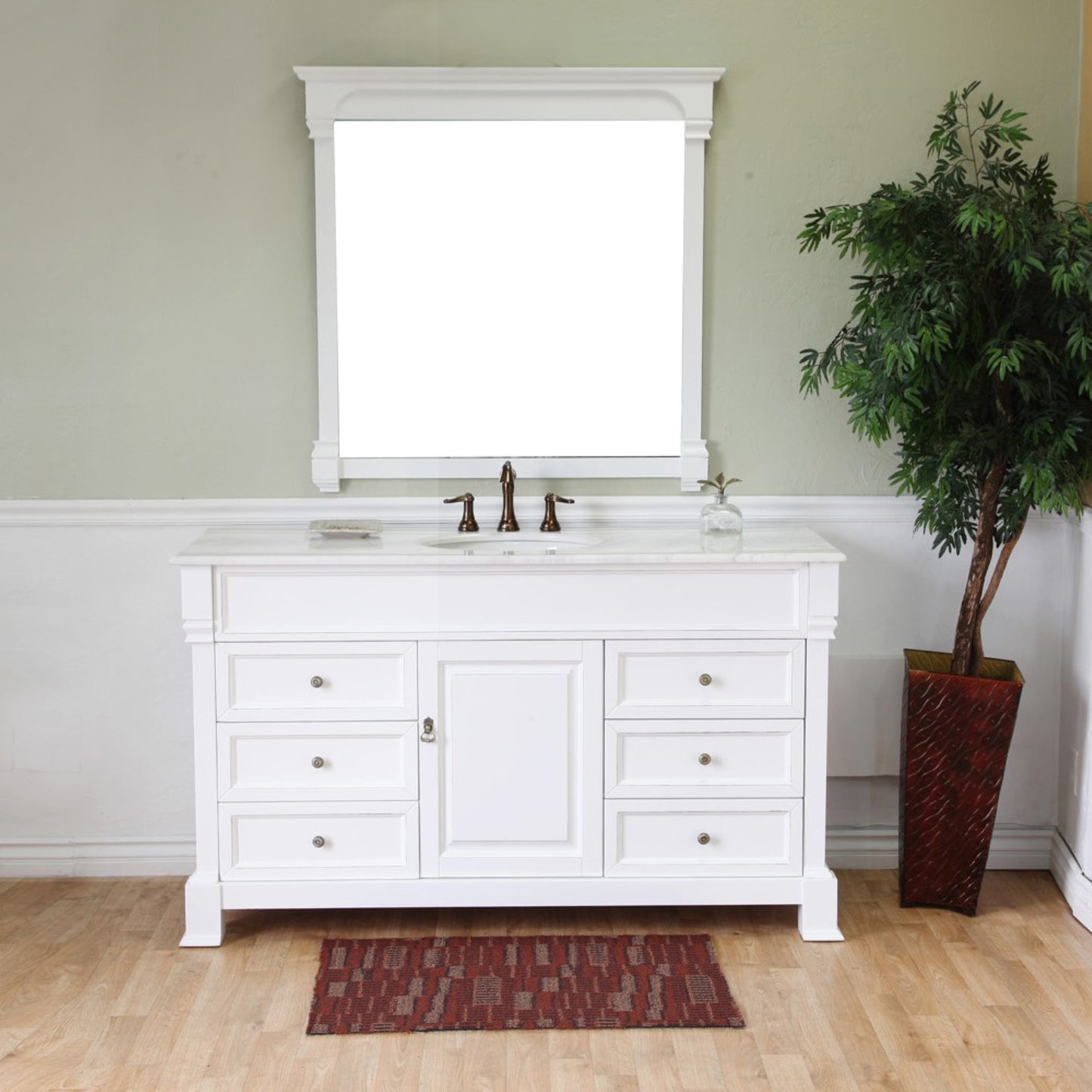60" Single sink vanity wood white