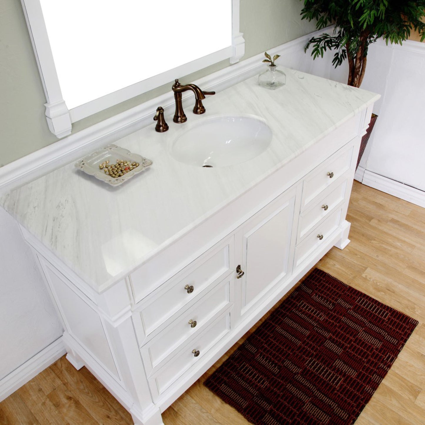 60" Single sink vanity wood white