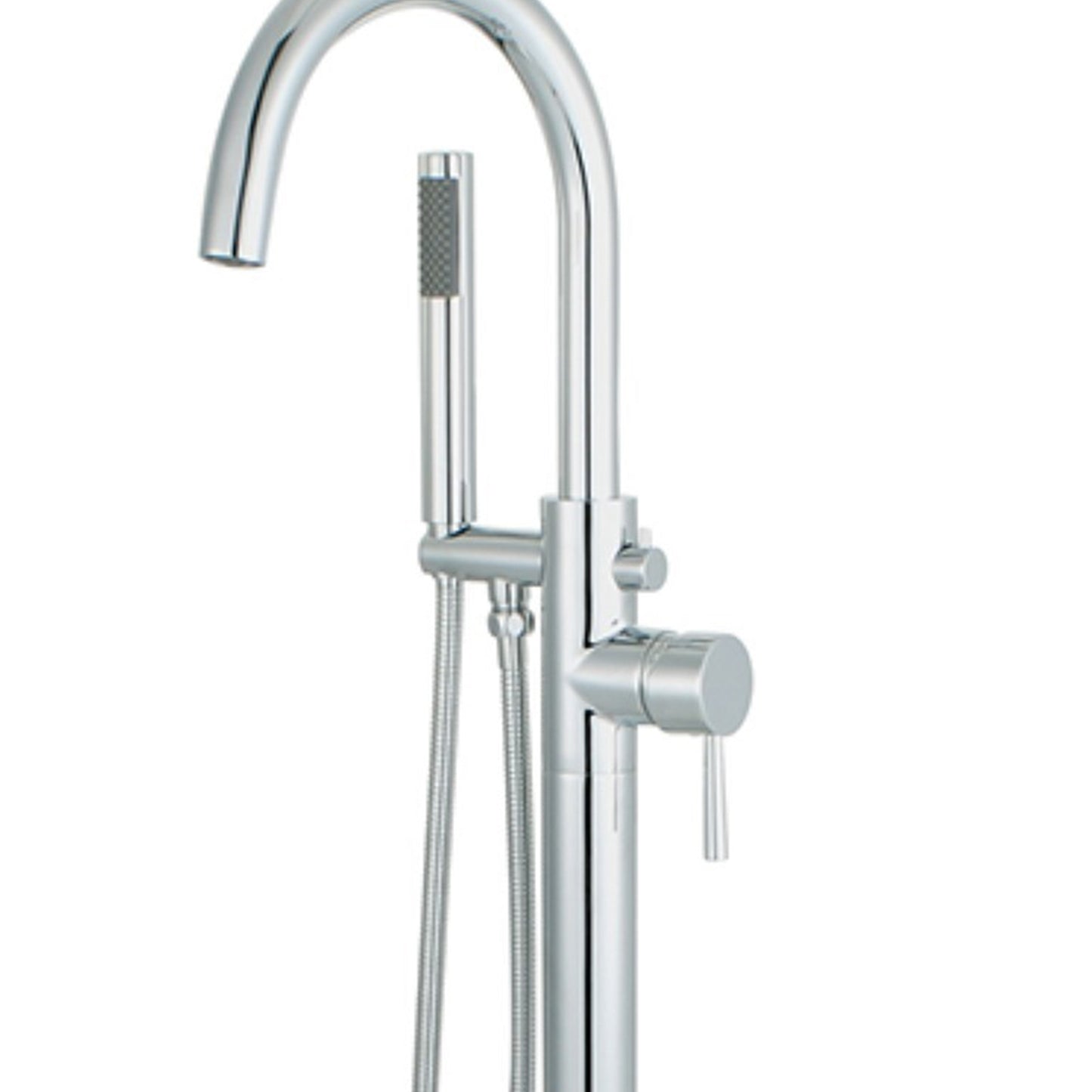 Single Handle Floor Mount Freestanding Tub Faucet with Hand Shower in Chrome