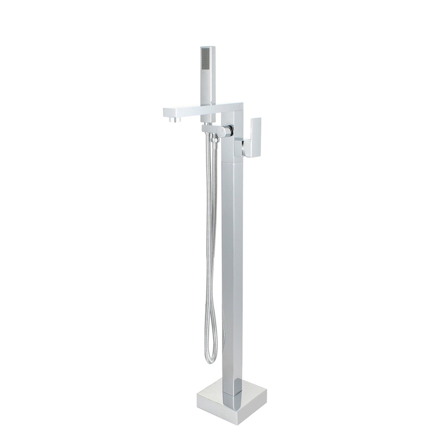 Single Handle Floor Mount Freestanding Tub Faucet with Hand Shower in Chrome