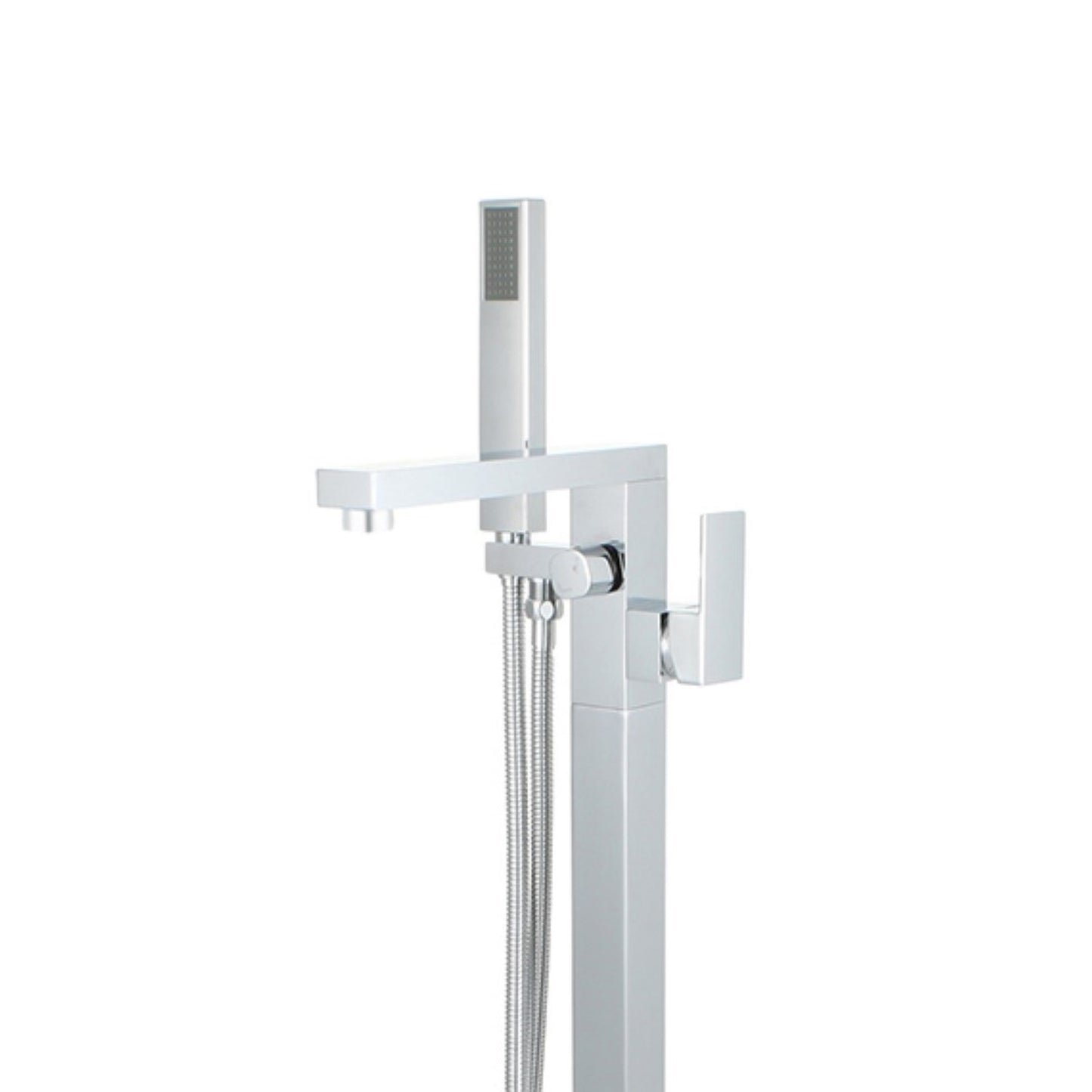 Single Handle Floor Mount Freestanding Tub Faucet with Hand Shower in Chrome