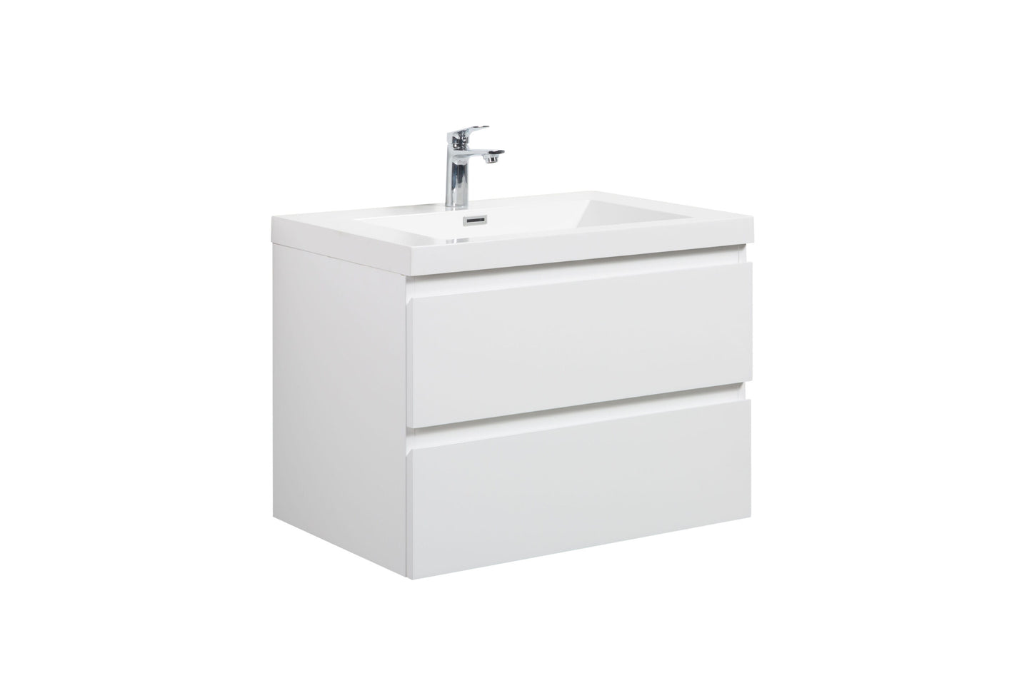 Aurora 24" Glossy Polar White Wall Hung Bathroom Vanity with White Acrylic Countertop