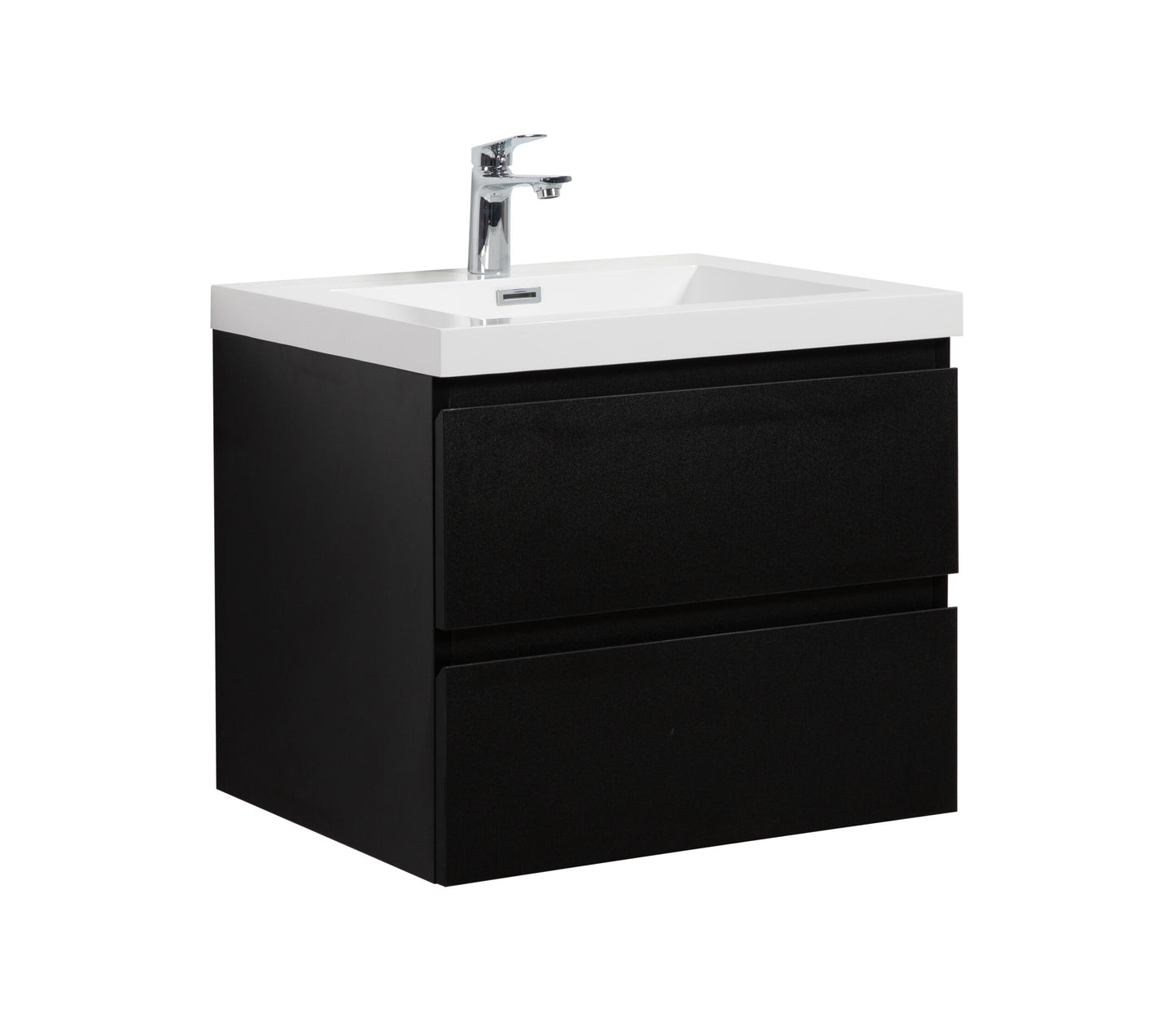 Aurora 30" Matte Midnight Black Wall Hung Bathroom Vanity with White Acrylic Countertop