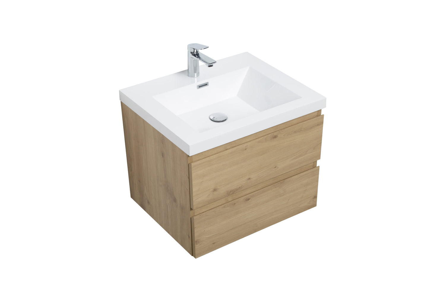Aurora 30" Sonoma Oak Wall Hung Bathroom Vanity with White Acrylic Countertop