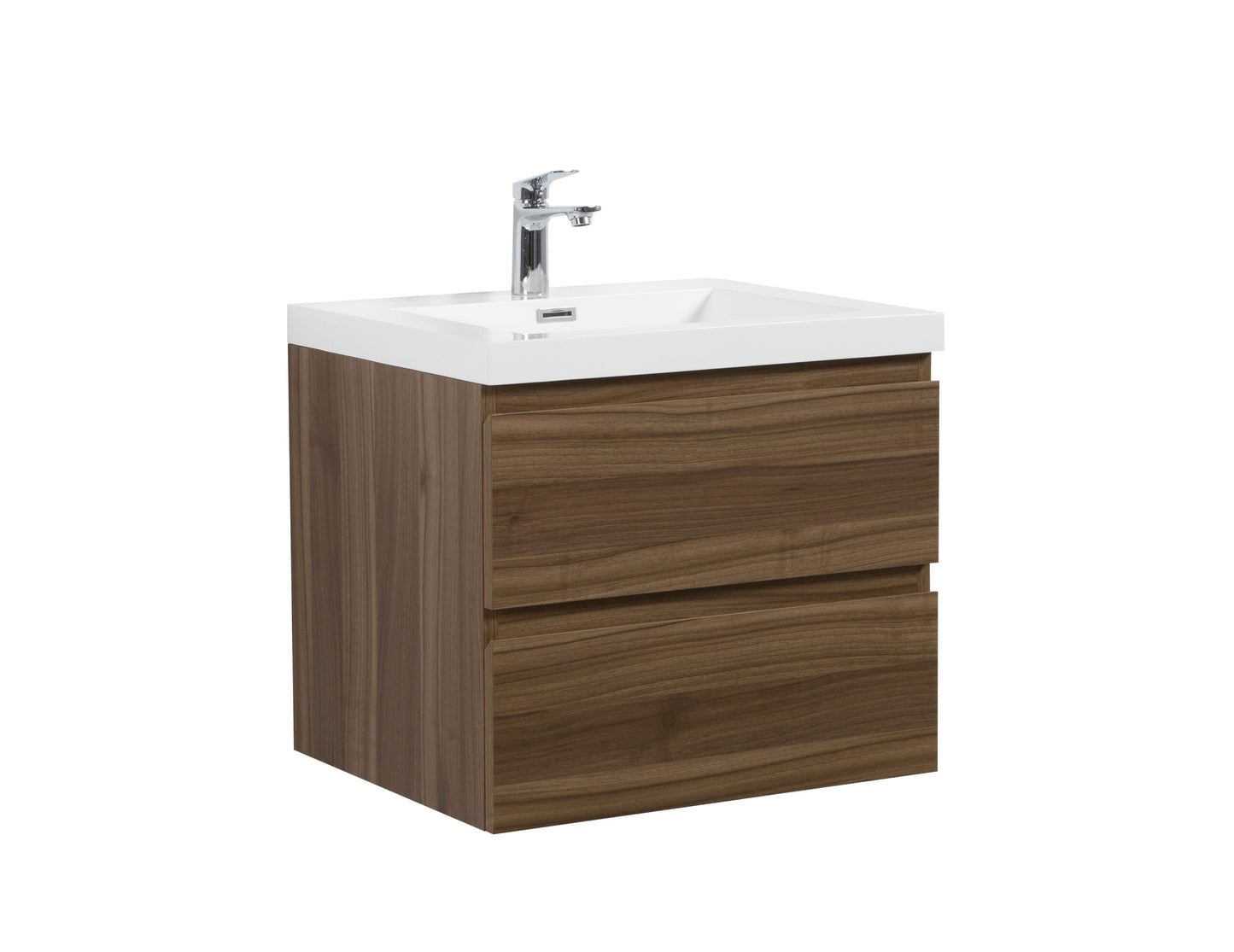 Aurora 30" Smokey Walnut Wall Hung Bathroom Vanity with White Acrylic Countertop