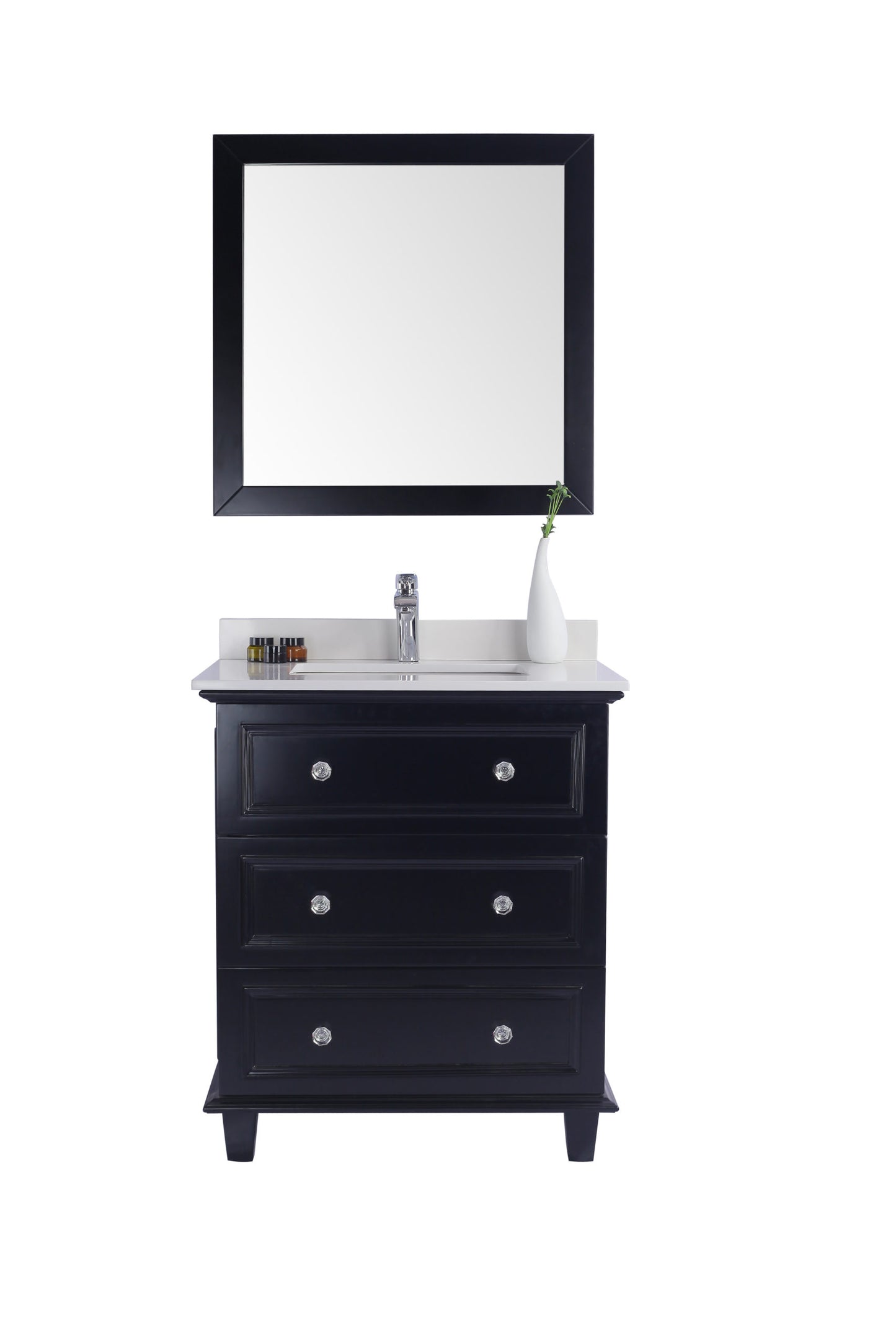 Luna 30" Espresso Bathroom Vanity with White Quartz Countertop