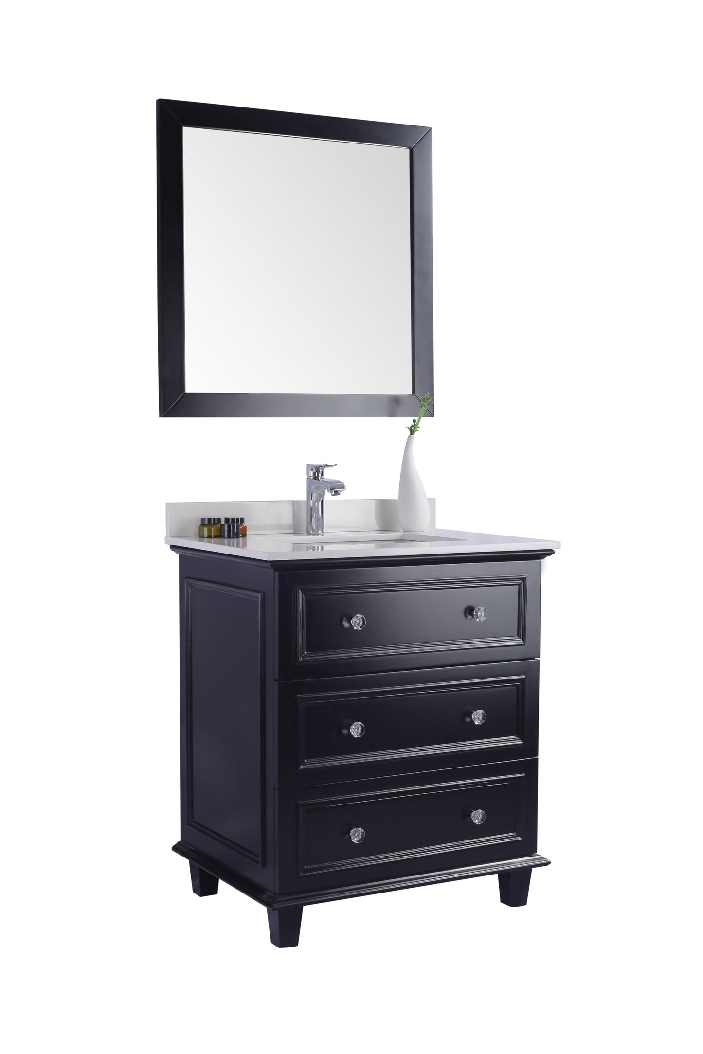 Luna 30" Espresso Bathroom Vanity with White Quartz Countertop