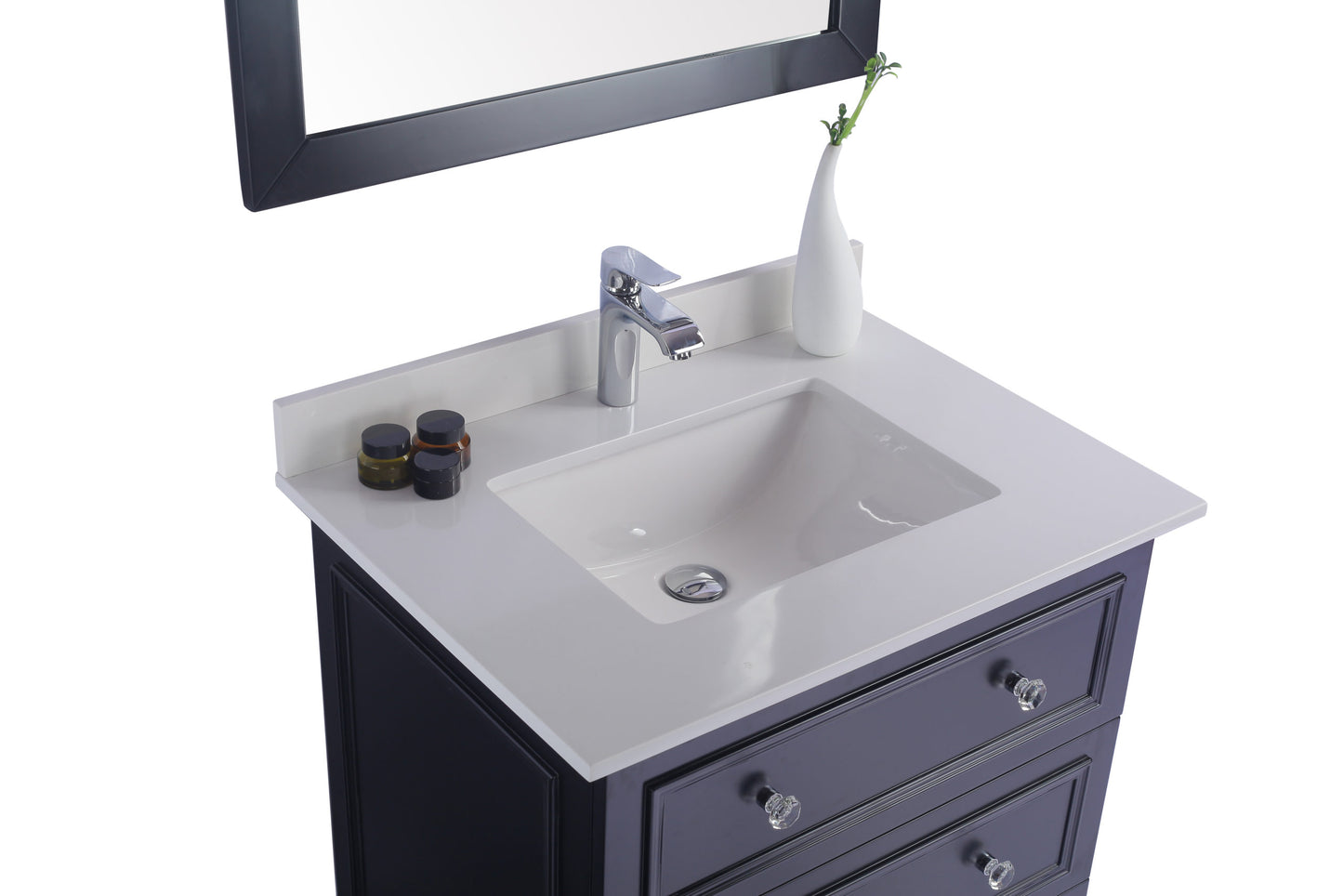 Luna 30" Espresso Bathroom Vanity with White Quartz Countertop