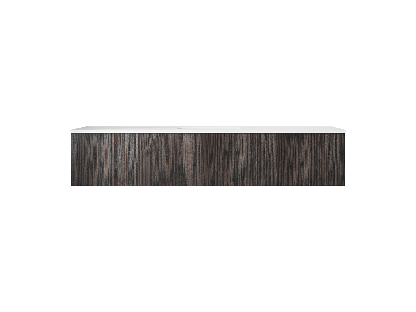 Legno 72" Carbon Oak Single Sink Bathroom Vanity with Matte White VIVA Stone Solid Surface Countertop