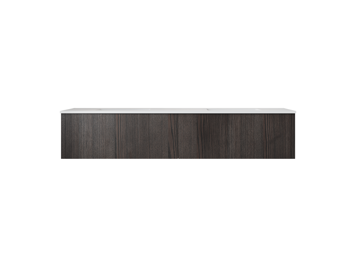 Legno 72" Carbon Oak Double Sink Bathroom Vanity with Matte White VIVA Stone Solid Surface Countertop