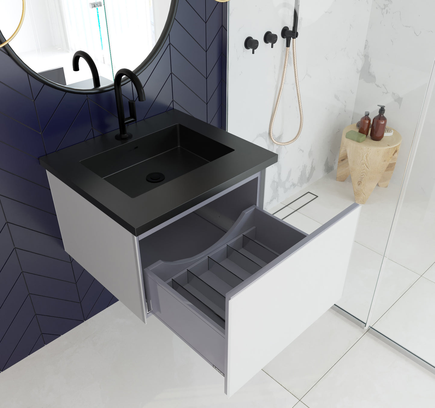 Vitri 24" Cloud White Wall Hung Bathroom Vanity Cabinet