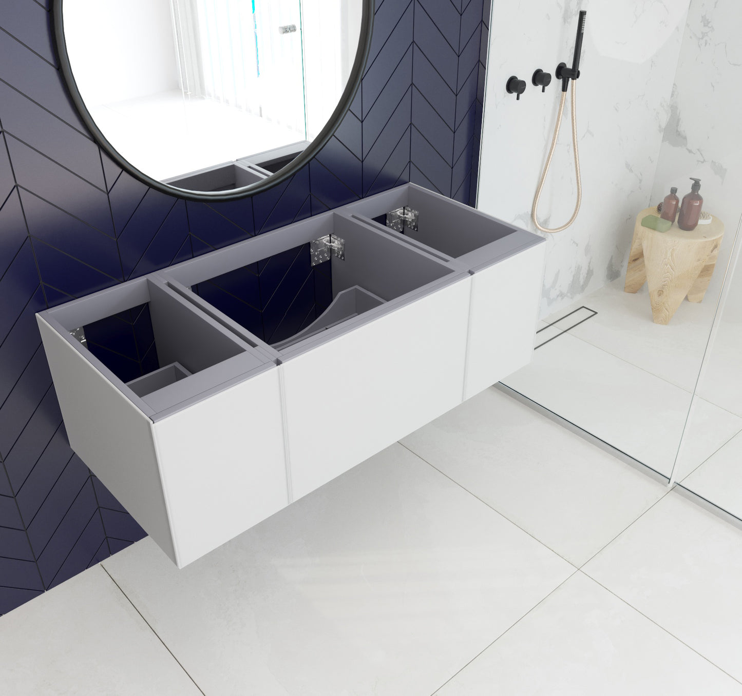 Vitri 48" Cloud White Wall Hung Bathroom Vanity Cabinet
