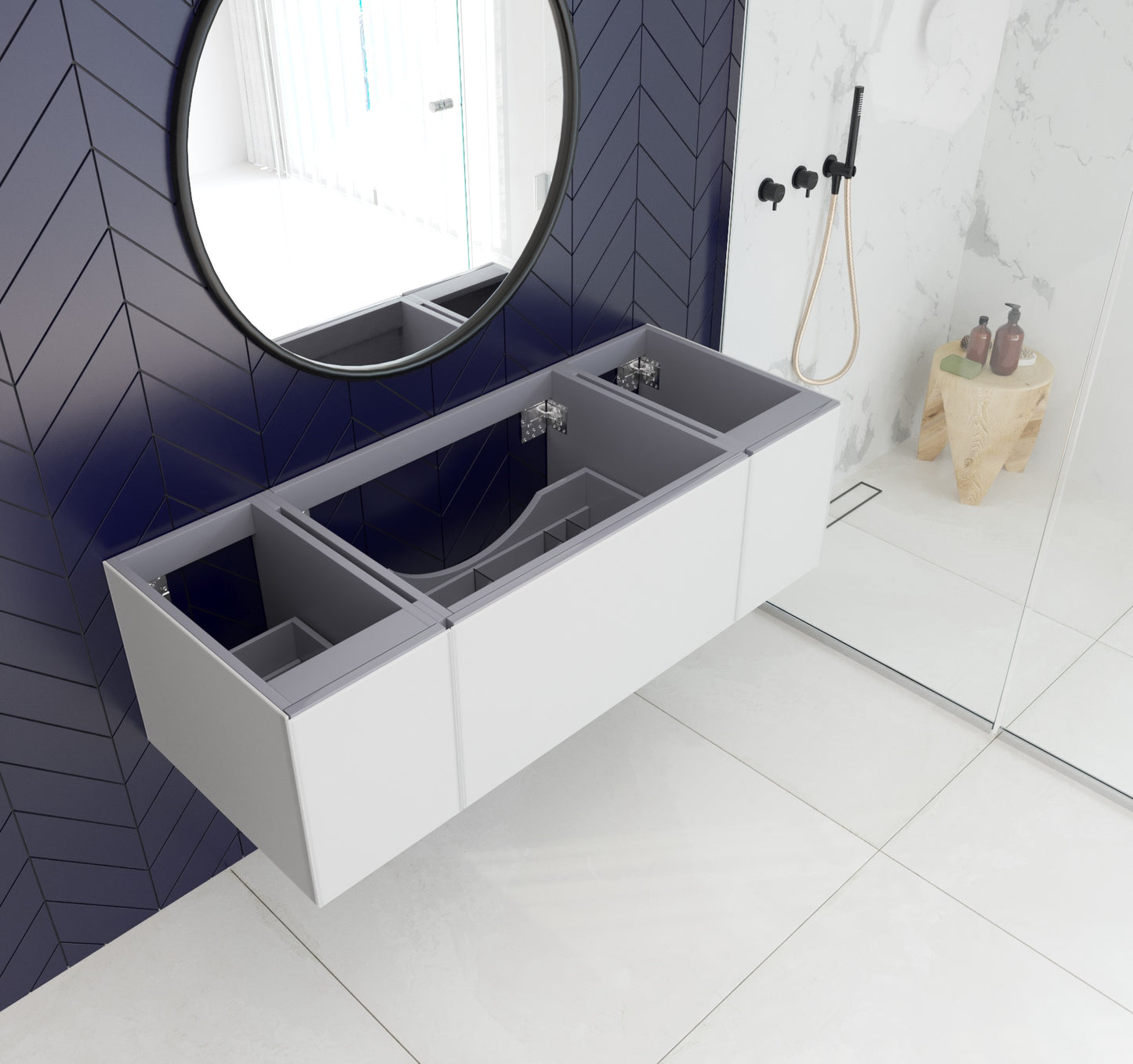 Vitri 54" Cloud White Wall Hung Bathroom Vanity Cabinet