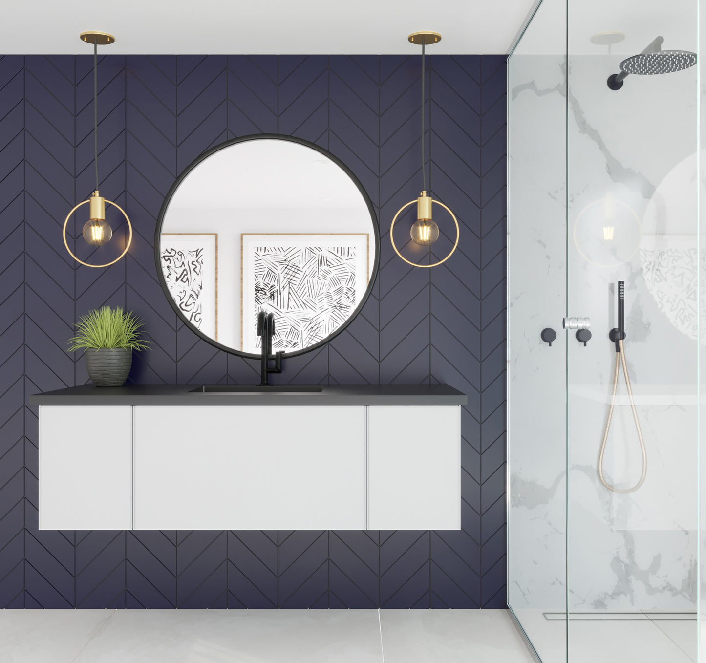 Vitri 54" Cloud White Wall Hung Bathroom Vanity Cabinet